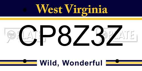 CP8Z3Z West Virginia License Plate