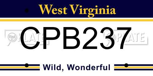CPB237 West Virginia License Plate