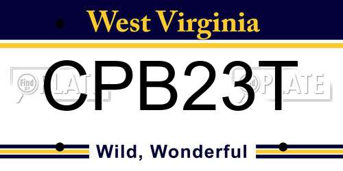CPB23T West Virginia License Plate