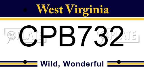 CPB732 West Virginia License Plate