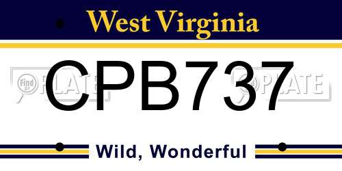 CPB737 West Virginia License Plate