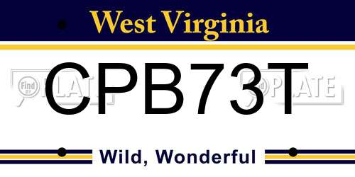 CPB73T West Virginia License Plate