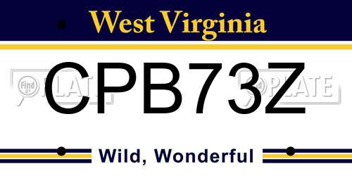 CPB73Z West Virginia License Plate