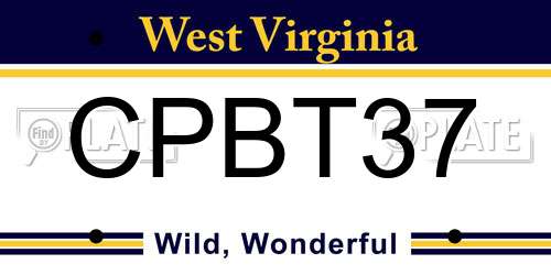 CPBT37 West Virginia License Plate
