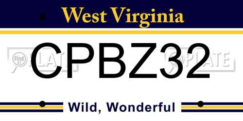 CPBZ32 West Virginia License Plate