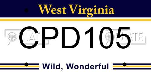 CPD105 West Virginia License Plate