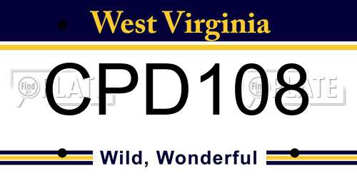 CPD108 West Virginia License Plate