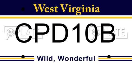 CPD10B West Virginia License Plate