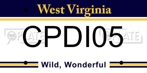 CPDI05 West Virginia License Plate