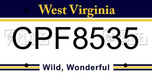 CPF8535 West Virginia License Plate
