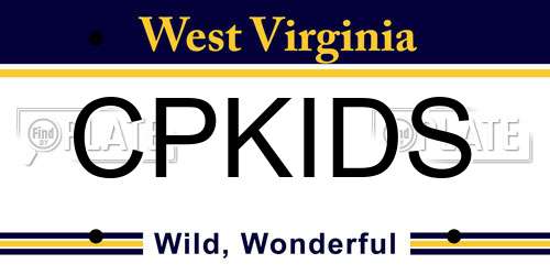 CPKIDS West Virginia License Plate