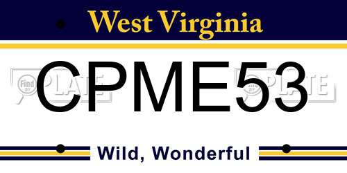 CPME53 West Virginia License Plate