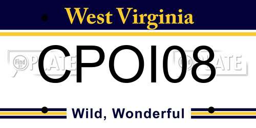 CPOI08 West Virginia License Plate