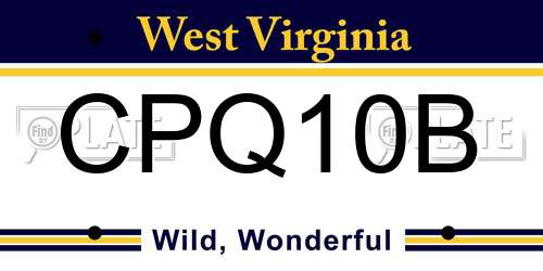 CPQ10B West Virginia License Plate