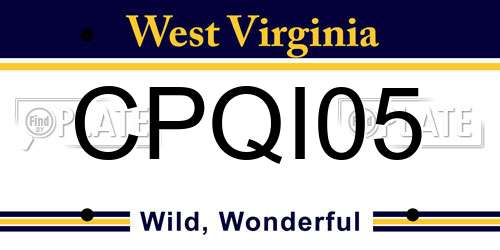 CPQI05 West Virginia License Plate
