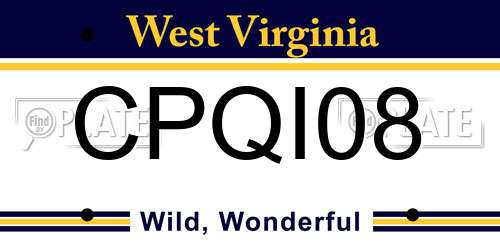 CPQI08 West Virginia License Plate