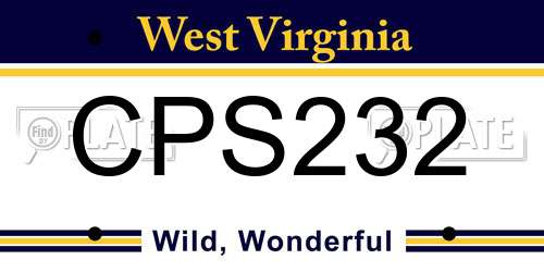 CPS232 West Virginia License Plate