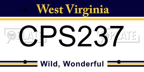 CPS237 West Virginia License Plate