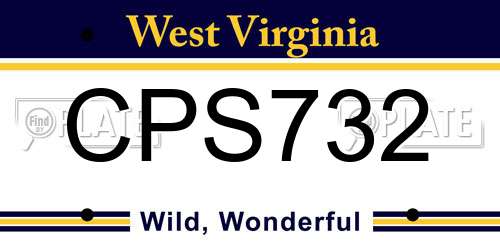 CPS732 West Virginia License Plate