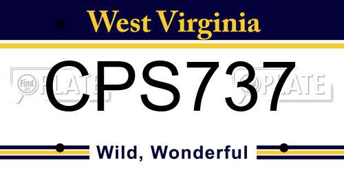 CPS737 West Virginia License Plate