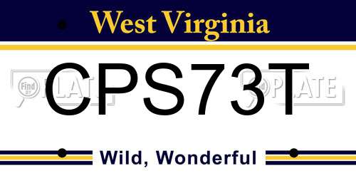 CPS73T West Virginia License Plate
