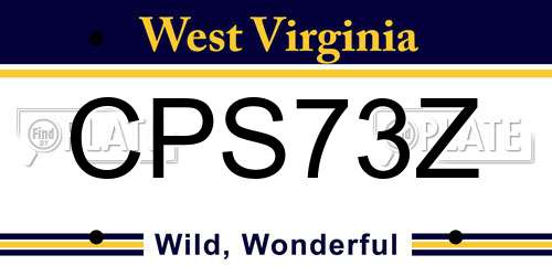 CPS73Z West Virginia License Plate