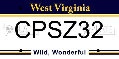 CPSZ32 West Virginia License Plate