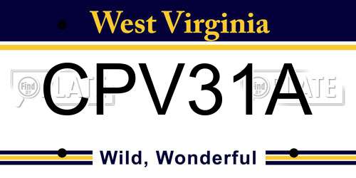CPV31A West Virginia License Plate