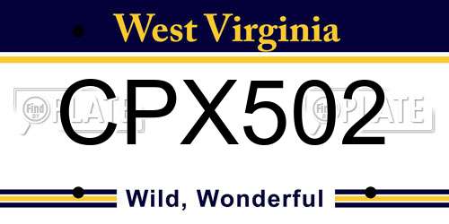 CPX502 West Virginia License Plate