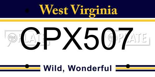 CPX507 West Virginia License Plate