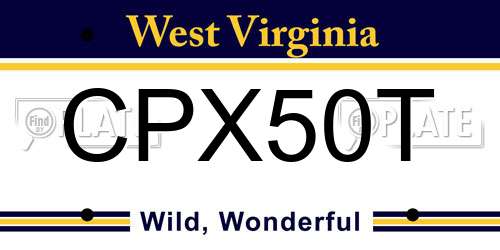 CPX50T West Virginia License Plate