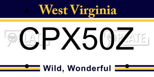 CPX50Z West Virginia License Plate