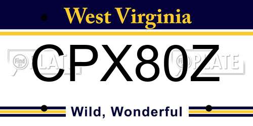 CPX80Z West Virginia License Plate