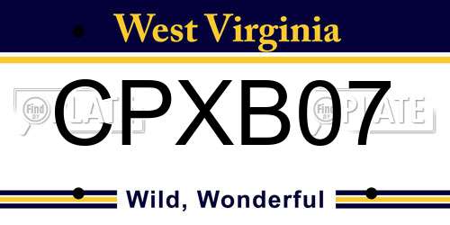 CPXB07 West Virginia License Plate