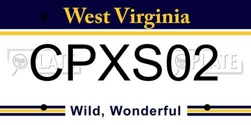 CPXS02 West Virginia License Plate