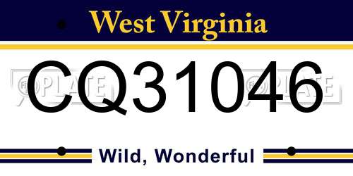 CQ31046 West Virginia License Plate