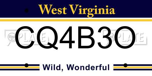 CQ4B3O West Virginia License Plate