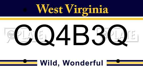 CQ4B3Q West Virginia License Plate