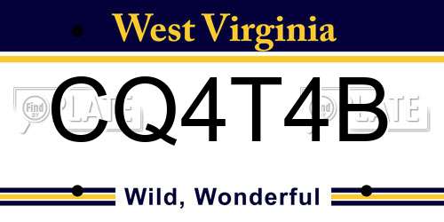 CQ4T4B West Virginia License Plate