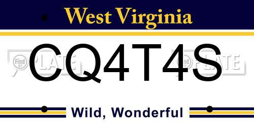 CQ4T4S West Virginia License Plate