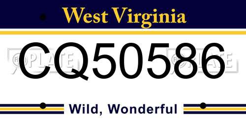 CQ50586 West Virginia License Plate