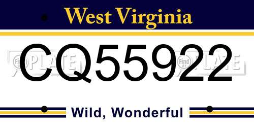 CQ55922 West Virginia License Plate