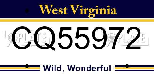 CQ55972 West Virginia License Plate