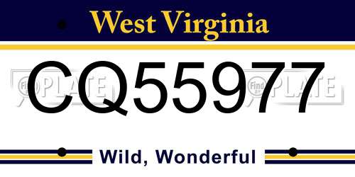 CQ55977 West Virginia License Plate