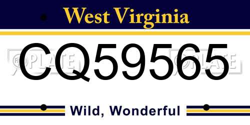 CQ59565 West Virginia License Plate