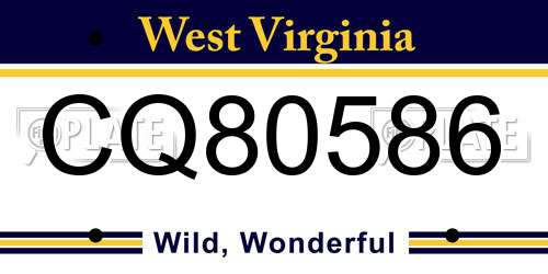 CQ80586 West Virginia License Plate