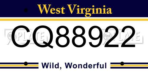 CQ88922 West Virginia License Plate