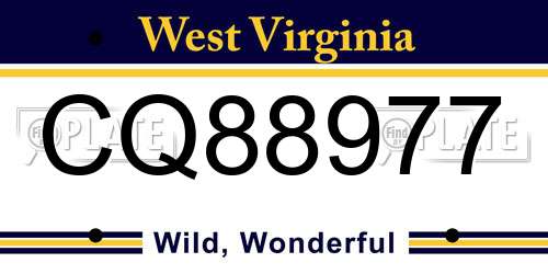 CQ88977 West Virginia License Plate