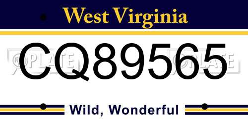 CQ89565 West Virginia License Plate