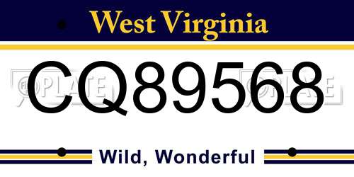 CQ89568 West Virginia License Plate